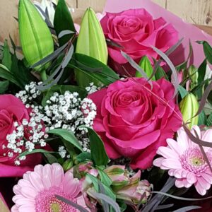 Bouquet champêtre rose et blanc XL